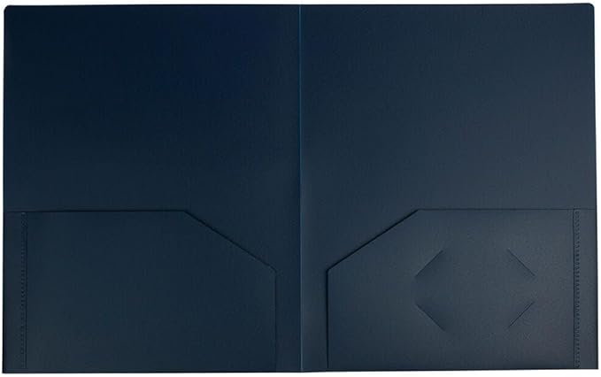 JAM PAPER Heavy Duty Plastic 2 Pocket Extra Tough School Folders - Navy Blue - Bulk 144/Box