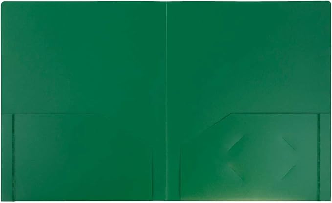 JAM PAPER Heavy Duty Plastic 2 Pocket Extra Tough School Folders - Green - 6/Pack
