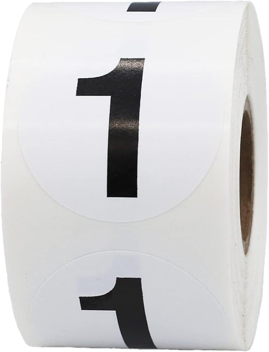 Black Number 1 Circle Stickers, 1.5 Inch Round Adhesive Labels, 500 Stickers Per Roll for Inventory, Organization, Bins, Retail, Classrooms, and More – Made in The USA