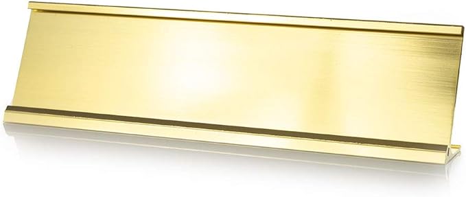 2" x 10" Aluminum Office Desk Nameplate Sign Holder (Gold) 1 Pack