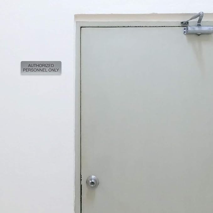 SBLABELS Authorized Personnel Only Indoor Easy Adhesive Mount Door and Wall Sign for Restaurants and Small Businesses 3" x 9" - Silver