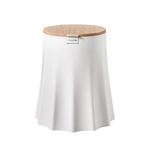 Bedroom Trash Can with Lid, 10L Office Trash Bin with Press Top Lid, Dog Proof White Garbage Can, Modern Nordic Waste Basket, 3 Gallon Plastic Garbage Bin for Home, Bathroom, Kitchen (White)