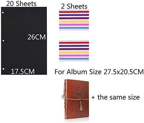 ThxMadam Scrapbooking Black Paper 26x17.5CM,20 Sheets Extra Refill Pages Photo Book Blank Paper for Scrapbook Photo Album Guest Book Memory Notebook 10.82" x 8.07" (27.5 x 20.5CM) for Album Large