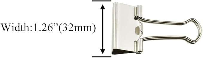 HAHIYO Binder Clips Paper Clamps Spring Steel Sturdy Medium 1.26 inches Width 0.39 Inch Capacity No Sharp Edges Heavy Duty Tight Grip Reusable Silver Metal Bright Finish for Home Office School 13 Pack