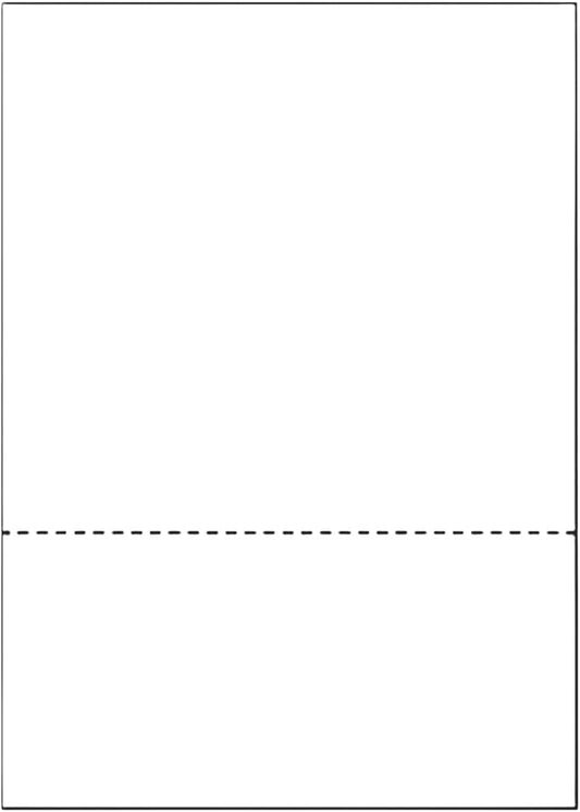 Limited Papers (TM) 8.5x11 Perforated Paper, 20/50 Pound, 75 GSM, Variety of Perforation Sizes and Colors, for Forms, Tickets, Postcards, Business Cards. (White, 2 up – 3.5” from bottom)