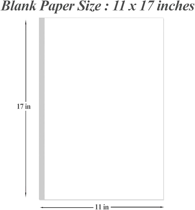 11" x 17" Blank Print Paper, 45Sheets/90Pages Blank Loose-Leaf Paper, DIY Template Printing in Office, 100gsm Blank Paper