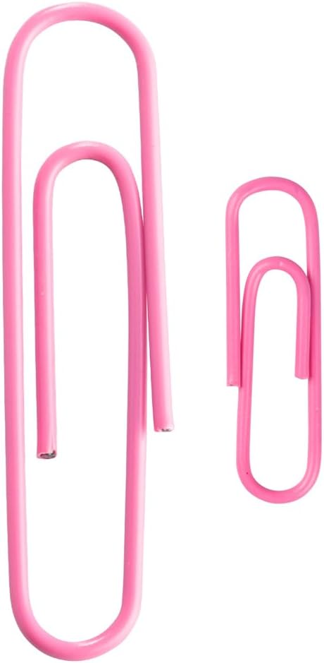 JAM PAPER Combo Pack Colorful Paper Clips - Standard & Jumbo - Pink Paperclips - 1 Pack of 100 & 1 Pack of 75