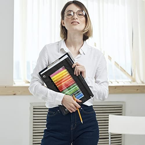 Marspark 48 PCS Pouch Bag for 3 Ring Binder - Bulk Zipper Pencil Binder Pouches with Clear Window for School Office Utensils Storage Supplies(Black)