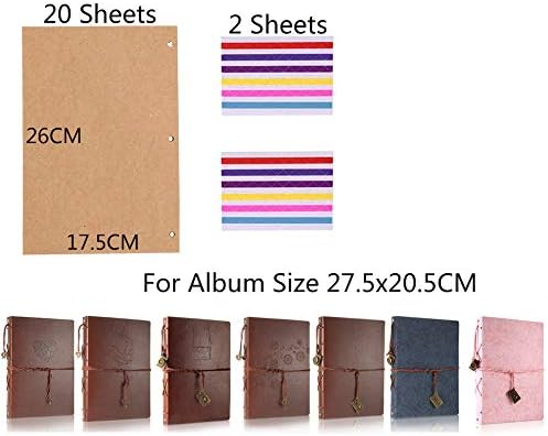 ThxMadam Scrapbooking Kraft Paper 26x17.5CM,20 Sheets Extra Refill Pages Photo Book Blank Paper for Scrapbook Photo Album Guest Book Memory Notebook 10.82" x 8.07" (27.5 x 20.5CM) for Album Large