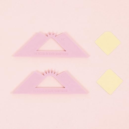 Craftelier - Set of 2 Squares for Rounded Corners Binding | Perfect Tool for Binding Planners, Binders or Albums | Two Sizes of 1/4“ and 1/2” - Color Pink