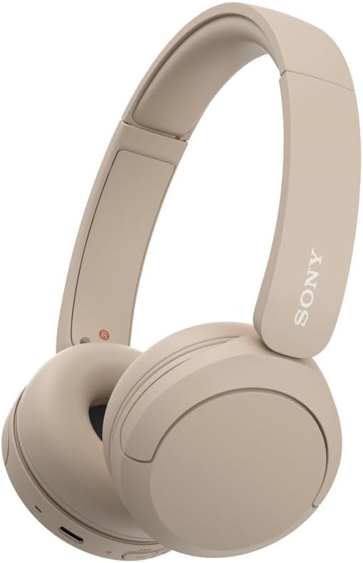 Sony WH-CH520 Wireless Headphones Bluetooth On-Ear Headset with Microphone and up to 50 Hours Battery Life with Quick Charging, Cappuccino