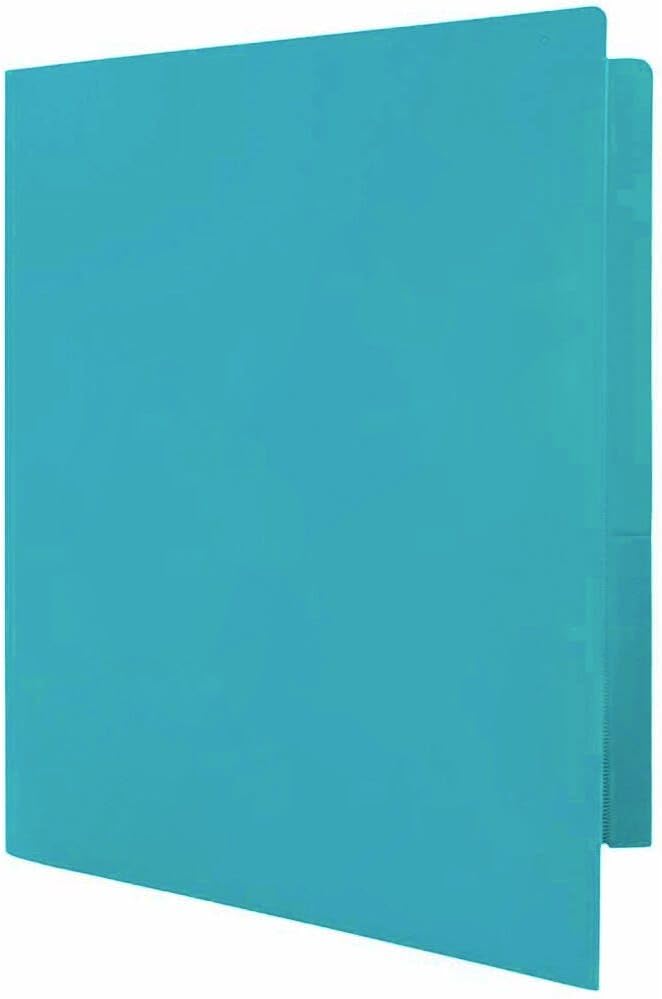 JAM PAPER Heavy Duty Plastic 2 Pocket Extra Tough School Folders - Teal Blue - Bulk 48/Pack