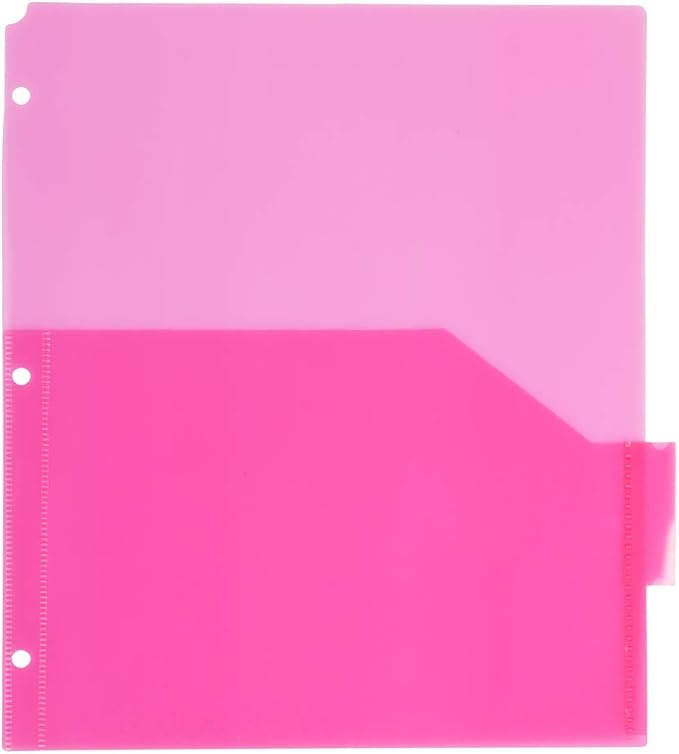 JAM PAPER Plastic Index 5-Tab Dividers w/Double Pockets - 9 3/4 x 11 1/2 - Assorted Multi-Color - 6 Packs of 5 Tabs/Set