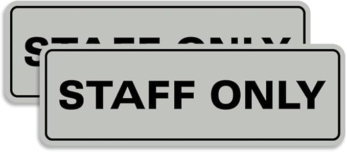 All Quality Standard Staff Only Wall or Door Sign | Easy Installation | Office Workplace Signs | Enhanced Security ‌ - Lt Gray - Medium (2 Pack)