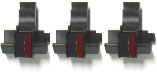 (3 Pack) Calculator Ink Roller Fits Sharp EL-1801V EL-1750V EL-1611V Casio HR-170RC HR-200RC HR-300RC Canon P23-DHV-3 and More Black/Red IR-40T CP-13 EA-772R Compatible/Replacement by COMPUMATIC