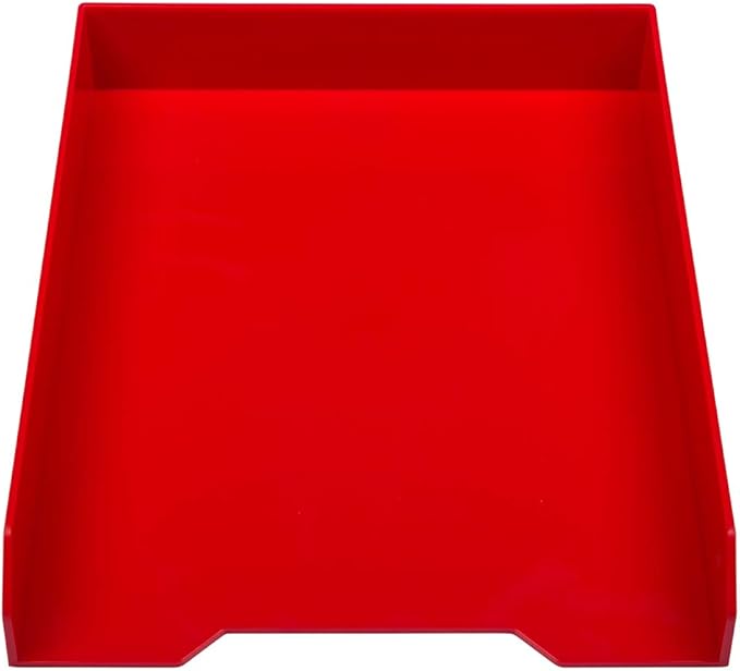 JAM PAPER Stackable Paper Trays - Red - Desktop Document, Letter, & File Organizer Tray - 2/Pack