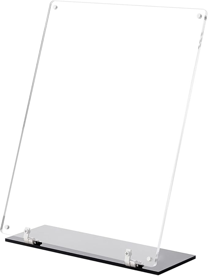 8.5"x11" Acrylic Sign Holder, 180° Adjustable Magnetic Code Sign Menu Stand, Double-Sided Clear Table Paper Display Holder For Office, Store, Restaurant
