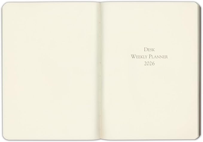 Gallery Leather Desk Hourly Weekly Monthly Planner 2025-2026, Elegantly Bound Calendar Planner and Notebook with Stylish Gold-Gilded Page Edges, 12 Months - Acadia Lime - 8 x 5.5 "
