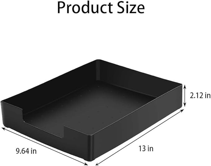 Letter-Size Tray, 2PCS Desk Drawer Organizer, A4 Plastic Paper Tray, Stackable Plastic Paper Holder File Organizer for Office, School, Home Storage (2X Black)