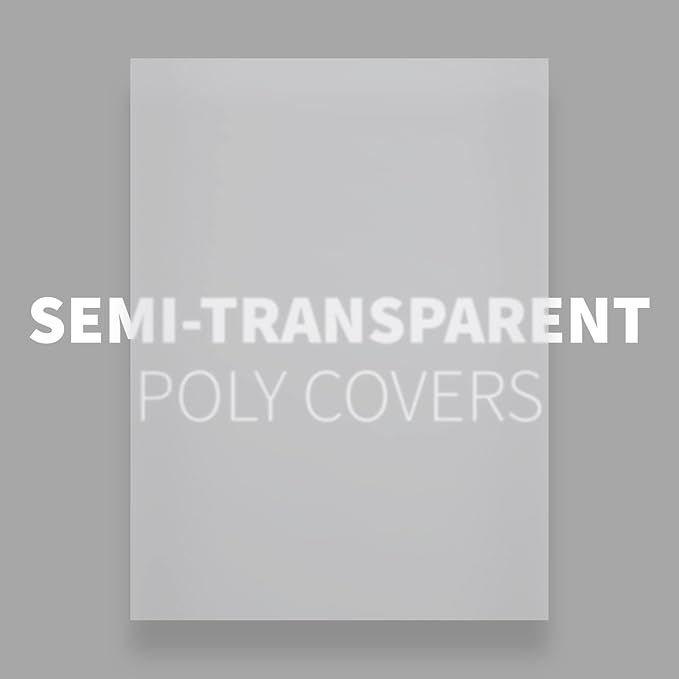 Binditek 50 Pack 20 Mil Frosted Polycover, Semi-Transparent Binding Covers, 8-1/2 x 11 Inches, Lightly Textured Sand Finish, Square Corners, Unpunched