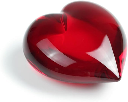 Ca D Oro Medium Red Heart Glass Paperweight Hand Blown Murano-Style Art Glass