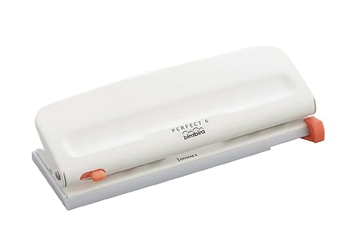 Bira Craft Adjustable 6 Hole Punch, Off White, 8 Sheet Capacity, Mini/Pocket A3/ A4 / A5 / A6 / Agenda/Personal/Deskfax, Performance Guaranteed
