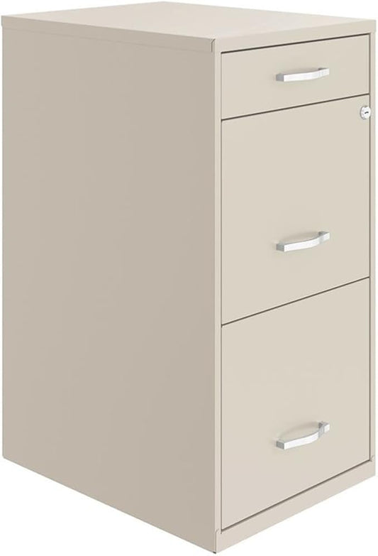 Scranton & Co 18" 3-Drawer Metal Filing Cabinet with Pencil Drawer in Off White