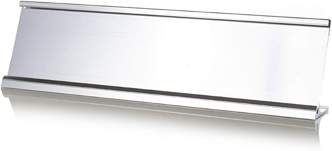 2" x 8" Aluminum Office Desk Nameplate Sign Holder (Silver) 10 Pack