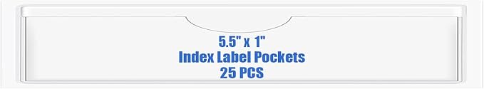 Origin-Joy 25 PCS Self-Adhesive Index Label Pockets, Clear Plastic Peel & Stick Card Holders with Top Open for Loading (5.5 x 1 inch)