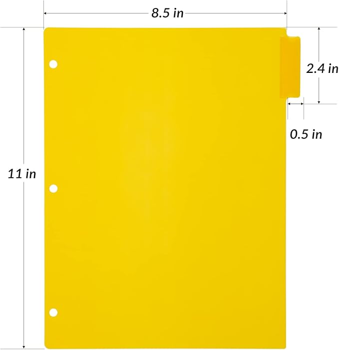 Seashell 5-Tab 6 Sets Plastic Binder Dividers, 8 Tab Insertable Index Dividers with 3 Hole Punch, Letter Size, Durable, Assorted Colors, School Subject Binder Organizers