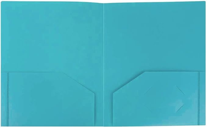 JAM PAPER Heavy Duty Plastic 2 Pocket Extra Tough School Folders - Teal Blue - Bulk 144/Box