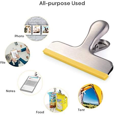 HOUSE AGAIN 12 Pack 3 Sizes Stainless Steel Chip Bag Clips Covered with Silicone - NO More Sharp Edges - Air Tight Seal Bag Clips, 5 Inches, 3 Inches and 2.5 Inches