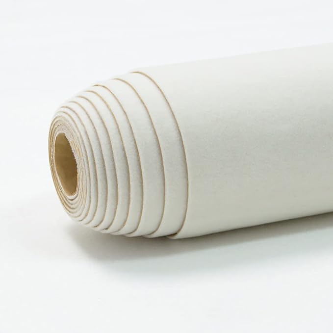 Self Adhesive Off White Velvet Shelf Liner Paper Felt Fabric for Art & Crafts, Jewelry Box Felt Liner Solid Color Felt Drawer Dresser Cabinets Arts Crafts Decor 17.7" x 98"