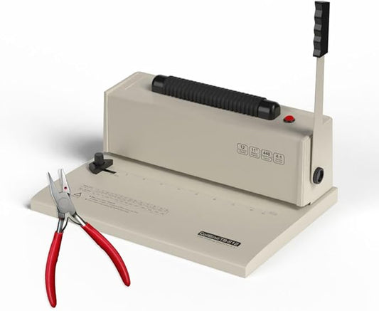 TruBind Coil Binding Machine with Electric Coil Inserter | Manually Punch up to 12 Sheets | 440 Sheet Bind Capacity with 4:1 Pitch | 2-Year Warranty | Heavy-Duty Coil Crimping Pliers Included