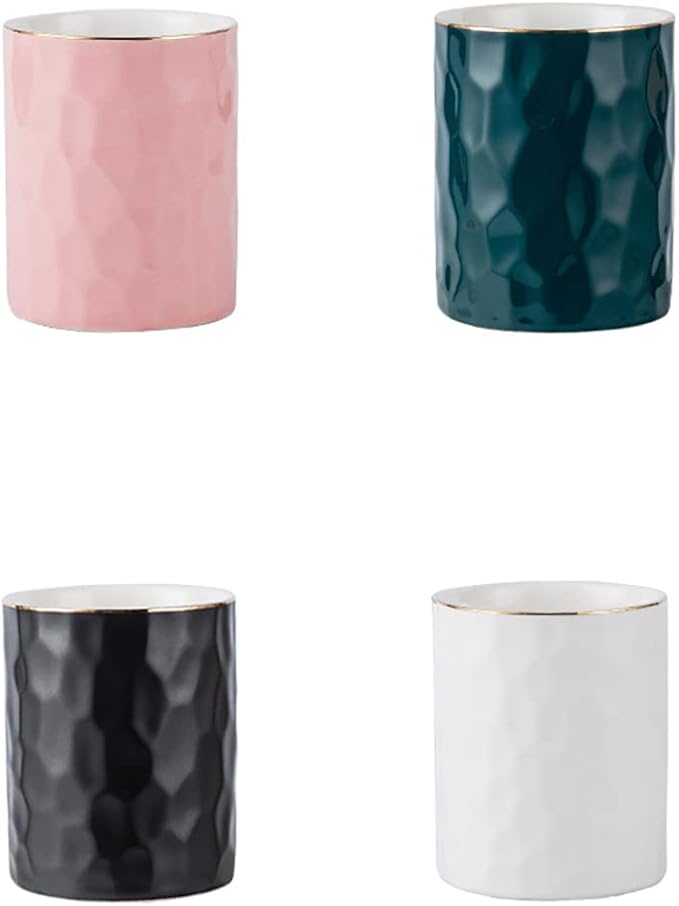 Ceramic Pen Holder Stand Cup Pencil Holder Organizer Makeup Brush Holders for Home Office Desk (Dark-Green)