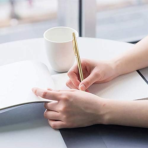 Unibene 6 Pack Slim Gold Ballpoint Pens Black Ink 1 mm - Black Ink, Nice Gift for Business Office Students Teachers Wedding Guest