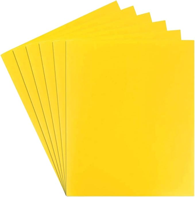 JAM PAPER Heavy Duty Plastic 2 Pocket Extra Tough School Folders - Yellow - 6/Pack