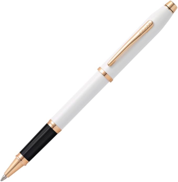 Cross Century II Refillable Rollerball Pen Presented in a Luxury Gift Box - Medium Point, Black Ink, Pearlescent White