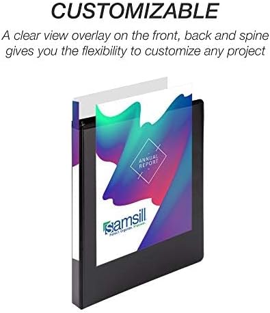 Samsill Durable 0.5 inch 3 Ring Binder, Made in USA, D Ring Binder, FSC 100% Recycled Chipboard, Black, 4 Pack