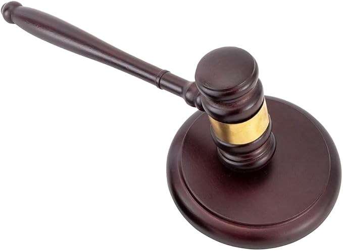 Handmade Wooden Gavel and Block Set Perfect for Lawyer Judge Auction Sale Meetings Student and Gifts (Round Block II)