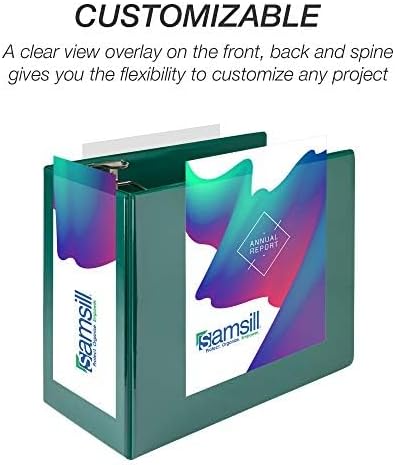 Samsill Durable 6 inch 3 Ring Binder, Made in USA, Locking D Ring FSC 100% Recycled Chipboard, Green, 2 Pack