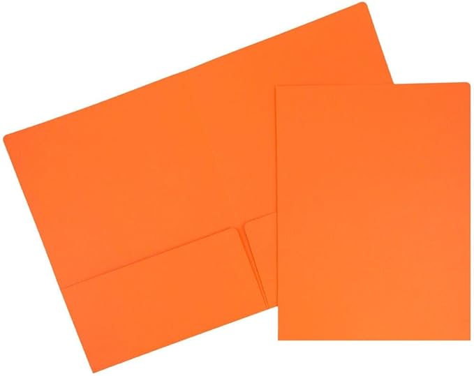 LUXPaper 9" x 12" Presentation Folders | Two Pocket | Mandarin Orange | 100lb. Cover | 10 Qty