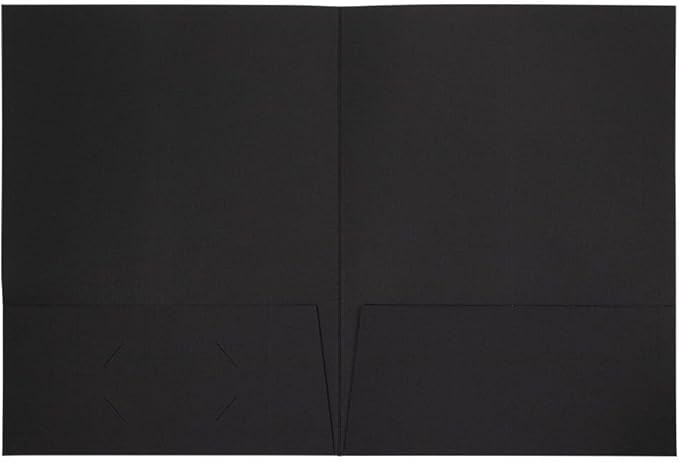 LUXPaper 9" x 12" Presentation Folders | Two Pocket | Black Linen | 100lb. Cover | 10 Qty