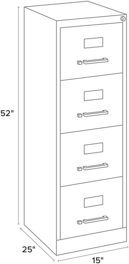Scranton & Co 25" D Metal 4-Drawer Letter Width Vertical Filing Cabinet in Black, Lockable, Sturdy Steel Construction, Office and Home Use, Durable Storage for Documents and Files
