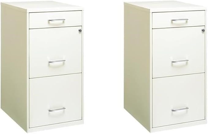 Scranton & Co Set of 2 18" D 3-Drawer Metal Filing Cabinet with Pencil Drawer