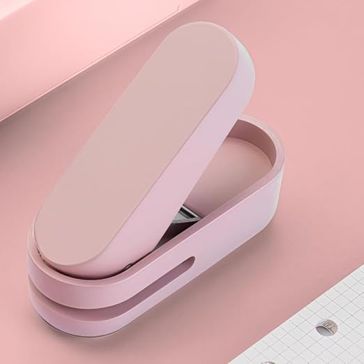 Magnoloran 2 Pack Single Hole Punch, 1/4 inch Mini Small Hole Puncher Heavy Duty Paper Hole Puncher Small Hole Punch One Hole Puncher for Crafts Paper Cards Tags Scrapbook-Pink&White