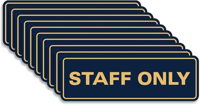 All Quality Standard Staff Only Wall or Door Sign | Easy Installation | Office Workplace Signs | Enhanced Security ‌ - Blue/Gold - Small (10 Pack)