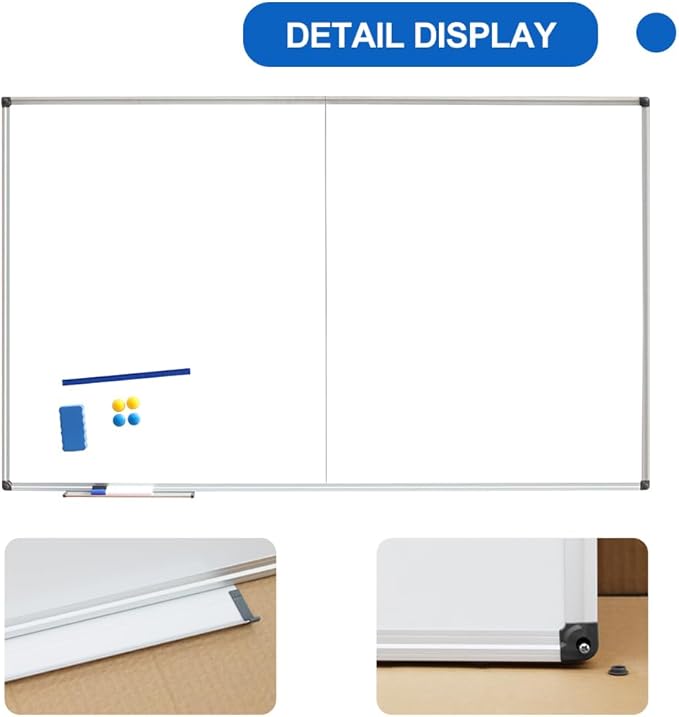 XIWODE Large Dry Erase White Board/Magnetic Foldable Whiteboard, 72 X 36 Inches, Silver Aluminium Frame