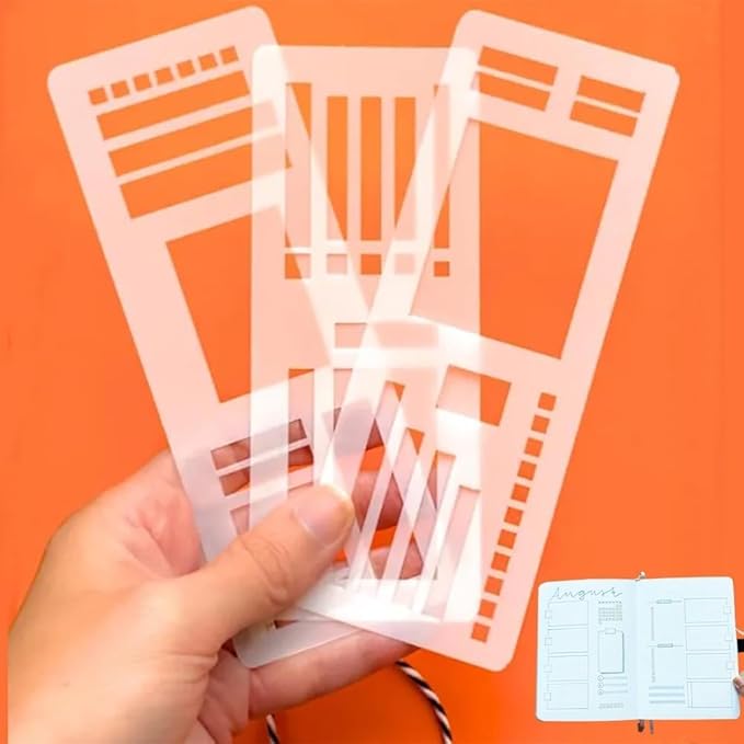 Handmade Flexible Record Template,New 3-Pack Stencils Drafting Tools, Reusable Templates Planner Stencils for Journaling Checklists Boxes Lines & Daily Planning