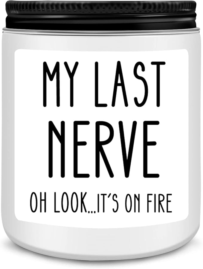 Homsolver Birthday Gifts for Women, Funny Friendship Gift for Friend - My Last Nerve Lavender Candle - Unique Best Friend Birthday Gifts for Women, Her, Mom, BFF, Sister